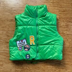 One of A Kind Embroidered Patch Puffer Vest